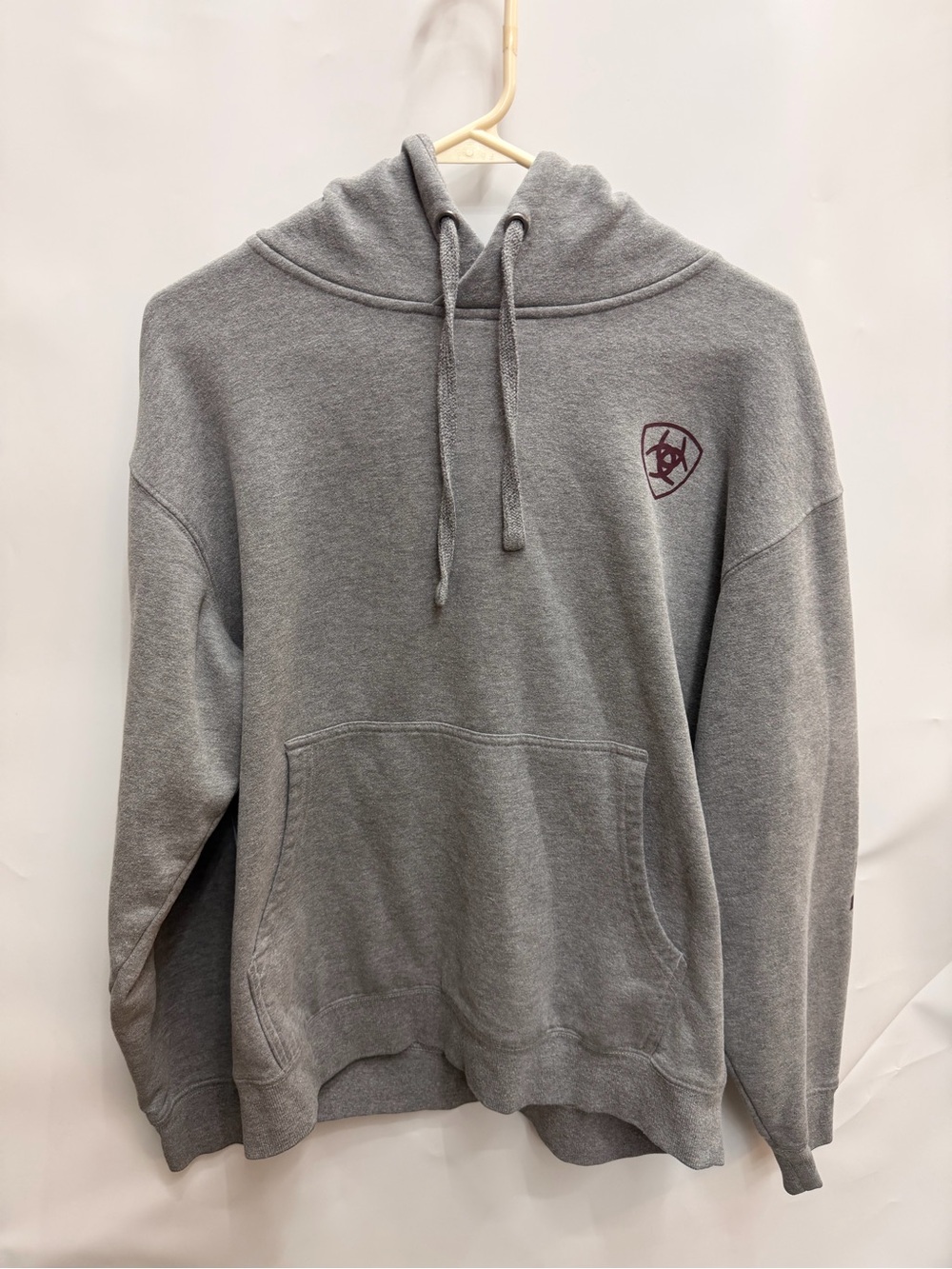 Gray Pullover Hoodie with Small Shield Logo Mens size medium